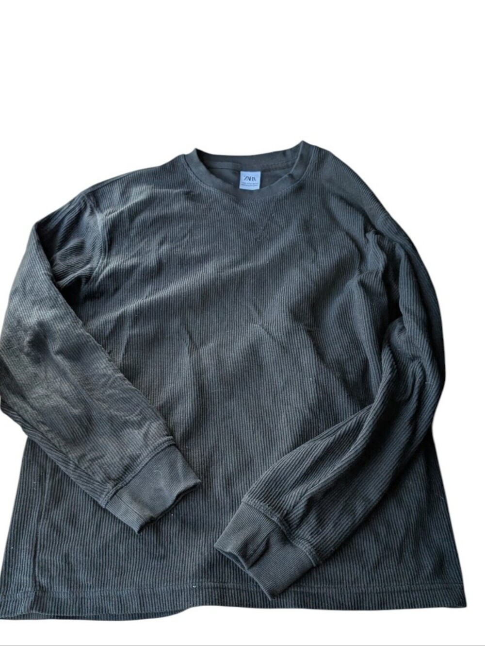 Zara Ribbed Crewneck Pullover - Black